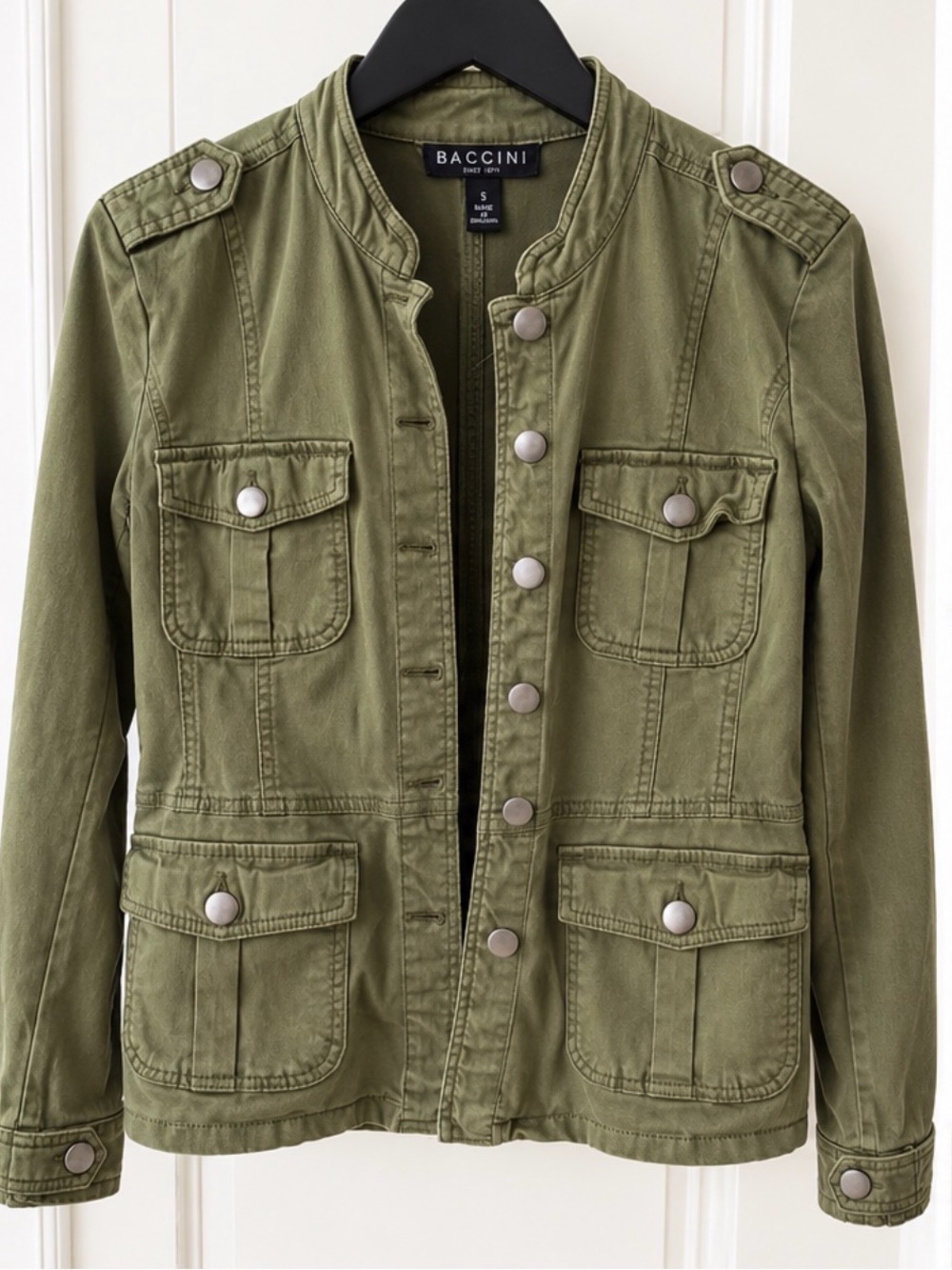 Baccini Olive Green Utility Jacket with Snap Buttons